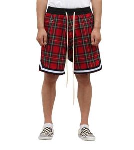 Herren schottische Plaid Shorts übergroße High Street Streetwear Mesh Tartan Drop -Schritt -Shorts Seite Zip Stretch Taille Knie Langzeit241V3072122