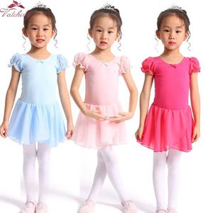 Danfas de roupas de dança Ballet Leotards Dan Dress Kids Bodysuit Bollerina Tutu Boa saia de chiffon rosa rosa azul coloras pretas y240524