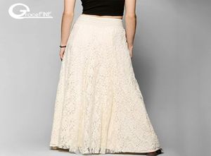 white cotton long lace skirt Summer Beach Wedding Skirt Retro Wedding Look Pleated Tulle Skirts Female School Maxi 20182277562
