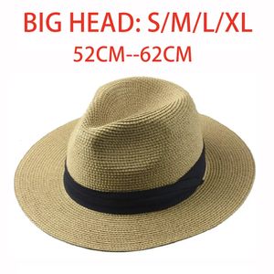 Через размер соломенная шляпа для мужчин Большая голова 62 см панамские шляпы мужской рыбацкий пляж складной джазовый топ шляпа Солнцезащитный крем Шляпа 240520