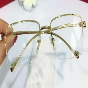 卸売新しいファッションフレームデザイン光学メガネ5634296レトロメタルハルフレーム透明レンズ動物ヴィンテージクラシッククリアアイウェア227S