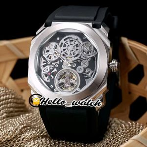 Nowy Octo Finissimo Tourbillon 102719 Dial szkieletu Automatyczna męska zegarek stalowa obudowa czarny gumowy pasek sportowy gents zegarki bvhl hello wa 243c