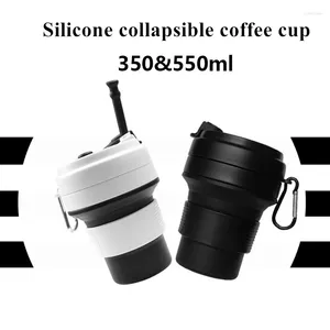 Xícaras pires de 350 ml de criatividade de café esportes esportes ao ar livre viagens de silicone portátil dobrável com clipe