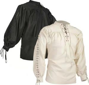 シャツの男性ドレスヴィンテージファッション包帯長袖の中世のシャツゴシック高品質のブラウスメンズ民族sh0024218149