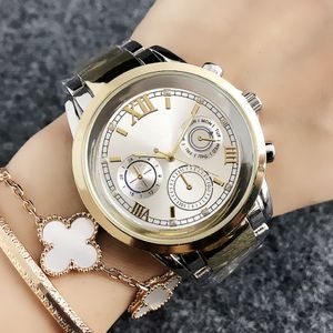 Masowa marka zegarek na nadgarstek dla damskiej dziewczynki 3 -tarczy stalowy metalowy zespół kwarcowy Watche Tom 6766 272H