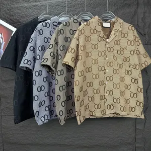 Camisa de grife, camisa masculina de botão, camisa impressa de boliche, camisa casual de letra havaiana, camisa de manga curta esbelta masculina, roupa, camiseta havaiana