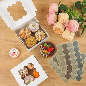 Party Supplies 100PCS 5 Stickers 6inch Cake Boxes With Window Bakery Pastry For Pastries Chocolates Cupcakes Valentine's Day