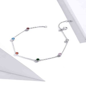 21 5 cm ankeln 925 Sterling Silver Romantic Small Round Zircon Charm Anklet för kvinnor S925 Ankelarmband Justerbar längd 211018 291K