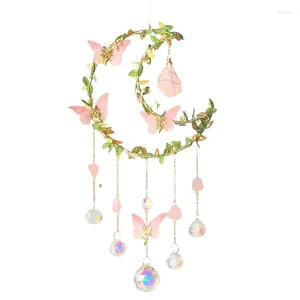 Decorações de jardim Cryster Handmade Crystal Sun With Butterflys Moon for Window Wedding Decoration 45Be