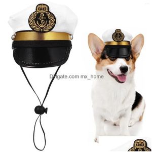 Dog Apparel Sailor Hat Funny Costume Accessories Yacht Navy Cat Suit Party Hats For Puppy Drop Delivery Home Garden Pet Supplies Dhflx