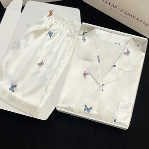 Hemkläder ins stil eleganta färgglada fjärilar kvinnors pyjamas trendig modedesign sommar korthuskläder 2024 y2k damer hemkläder