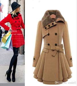 Big Size Women Slim Long Sleeve Coat Double Breasted Coat Thick Coat Belt7024456