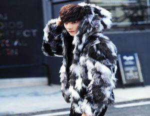 Lewy rom zimowy futra płaszcza męskie płaszcze futra z kapturem furparka ponadwymiarowani mężczyźni płaszcze ciepłe sztuczne kurtka mężczyźni s3xl7712188