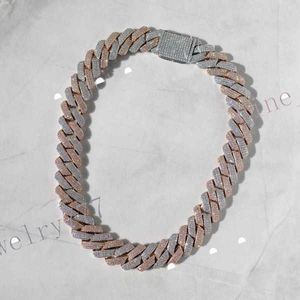 Chain de diamante artificial para homem gelado VVS Moissanite Hip Hop Colar Chain Link Chain Two Tone White e Rose Gold Corrents