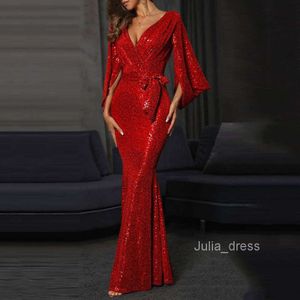 夏の新しいドレスセクシーなスプリットソリッドカラースパンコール長い床掃引イブニングドレス