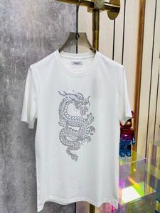 デザイナーTシャツドラゴントーテムラインストーンラウンドネックカジュアルカジュアルショートスリーブTシャツ春と夏