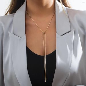 Correntes elegantes colar de borla longa e sexy e sexy para mulheres minimalistas de cor de ouro de cor de ouro minimalista de cor de peças de jóias para pescoço