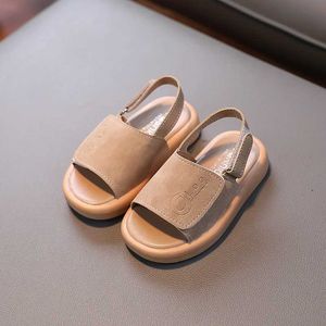 XGY8 Sandals 1-3 to 6-year-old girls open toe matte Pu leather shoes childrens slippers d240527