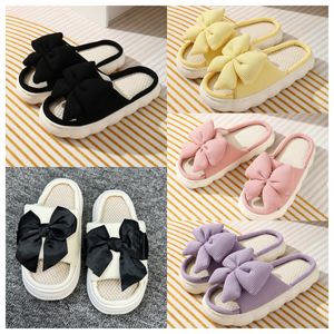 2024 Ny toppdesigner Butterfly Linen Slippers Womens Summer Home Anti Slip Breattable Inhoor Thick Black Pink White Bottom Slippers Sandal för kvinnor