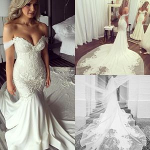 Country Style Garden Plus Size Vintage Lace Mermaid Wedding Gowns Off Shouler V Neck Beadings Backless Chapel Train Sexy Luxury Bridal 242g