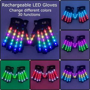 LED Rave Toy 1 Paar Ladung LED Luminous Handschuhe Luminöse Party -Requisiten Luminöse Handschuhe Bühnenkleidung DJ Bar liefert Farbänderungen D240527