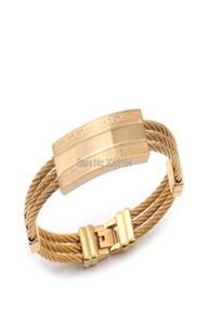 Bracelete de moda clássica de joalheria masculina nova pulseira de ouro em aço inoxidável titânio de jóias legais q07171845055