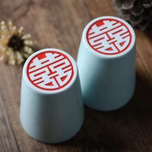 Чашки блюдцы счастливчики китайского персонажа печать двойное счастье фарфоровое чайное чашечко