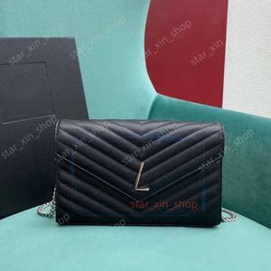 YSLA -Bag -Bag Designer Umhängetasche 10A Top -Quality Crossbody Bags Designer Umschlagpreis 22,5 cm echter Leder Umhängetasche Frau Wallet With Box 5c68