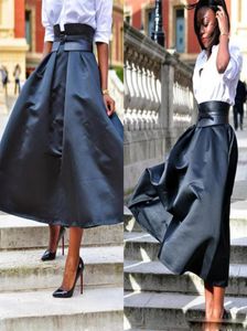 秋の冬の女性スカートティーの長タフタブラックスカートは、ラインジッパーのウエストを着用していないバストスカートパーティーカクテル9610736を着用する準備ができています