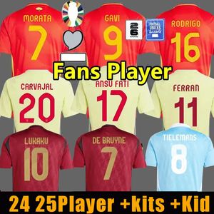 2024 Belgien Fußball Trikots de Bruyne Lukaku Doku Nationalmannschaft Spanien Pedri Fußball Trikotfußball-Hemd Männer Kids Kit Set Trikots S-4xl