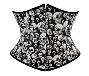 Frauen Gothic Skulls Korsett Top Plus Größe S6XL Laceup Vintage Steampunk Underbust Body Shaper Tailer Trainer Shapewear Corselet5093067