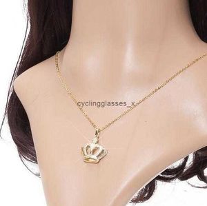 2024C152 necklace temperament crown with diamond pendant Korean version of fashionable and personalized jewelry for women