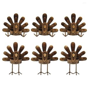 Candle Holders 6pcs Metal Turkey Tea Light Holder Thanksgiving For Home Decoration Day