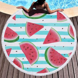Handduk Summer Watermelon Round Beach med TasselspineApple Microfiber Dusch Bad Swim Cloth Circle Yoga Mat150