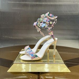 Sandali scarpe per donne size34-43 ricamare in pelle genuina tacchi super alti fiori designer feste Zapatos de Mujer