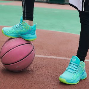 Herrbasketskor andas unisex par utomhus sportskor snörning män hög topp basket sneakers för kvinnor