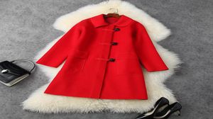 European och American Women039s Wear 2020 Winter New Style Long Sleeve Lapel Single Breasted Fashionable Red Wool Coat7607406