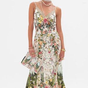 Casual klänningar 2024 vår/sommar elegant blommig klänning