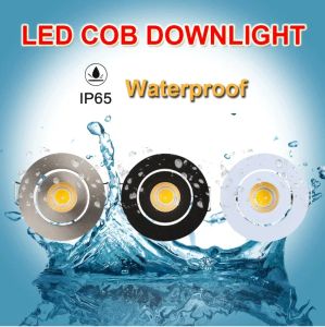 3W LED Su geçirmez Dimmabable Cob Downlight Dış Mekan AC90-260V/DC12V LED Tavan Noktası Işık LED Tavan Işıkları IP65 Mini Gömülü