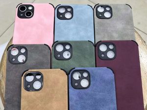 Sheep PU кожаная мягкая TPU Shock -Resection для iPhone 15 Pro Max 14 плюс 13 12 11 XR XS Max X 8 7 iPhone15 Business Fashion Luxury Fine Hole Phone Back Cover Cover