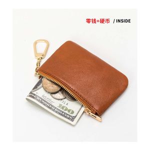 HBP Head layer cowhide mini ultra-thin wallet, women's minimalist keychain coin bag, soft leather zipper zero wallet