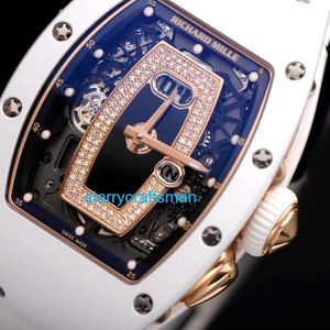Richamills Luksusowe zegarki mechaniczne chronografie Mills RM Women's Series RM037 Black Ceramic Watch's Watch 52x34,4 mm średnica RM037 STJW