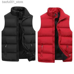 Men's Down Parkas Mens Bubble acolchoado Jaquetas de colete 2023 Autumn Winter Hart Zipper Top Roupos Versátil à prova d'água despida de mangas espessadas Q240527