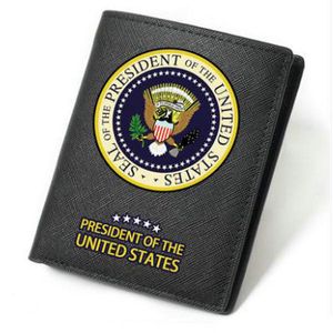POTUS Wallet President of the United States of America Purse Photo Money Bag Badge Leather Billfold Print Notecase