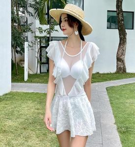 Women039s Swimwear 2021 Asia Giappone e Corea del Sud One Piece Swimsuit Women Gauze Deep Vback Spring Girl Girl Sexy with Skirt7460531