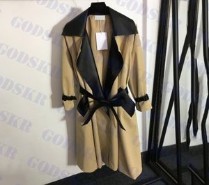 카키 트렌치 코트 여성 여성을위한 카키 트렌치 코트 스킨 라펠 재킷 벨트와 함께 가을 긴 자켓 1454027