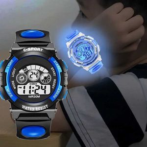Children's watches Childrens electronic watch with colorful luminous dial waterproof and multifunctional night light alarm clock for daily life Y240527