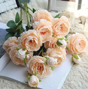 Decorative Flowers Vintage Artificial Peony Silk Flower 1 Branch 3 Heads Rose Bouquet Home Garden Party Wedding Decoration Colorful