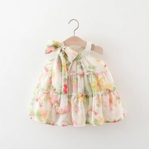 Vestidos de menina (0-3 anos) de verão bebê arco princesa mil camadas de chiffon vestido de flor praia sem mangas