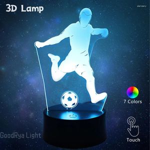 Bordslampor USB 3D Light Acrylic Football Decoration Led Night Lamp för barn sovrum sängplats inomhus belysning gåva skrivbordsornament